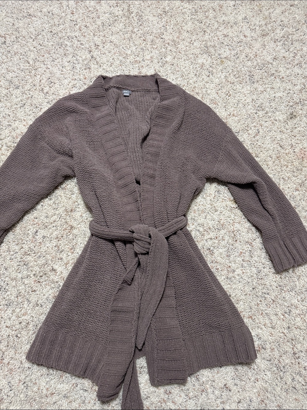 aerie Brown Knit Belted Cardigan